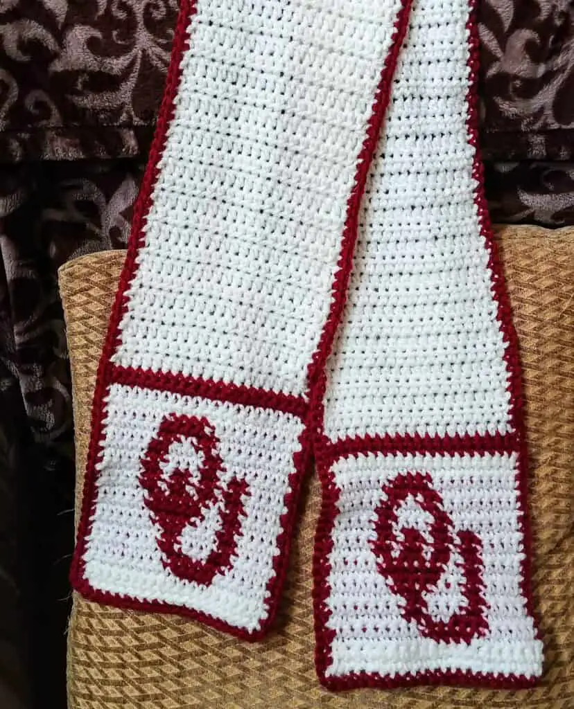 Oklahoma University Crochet Scarf